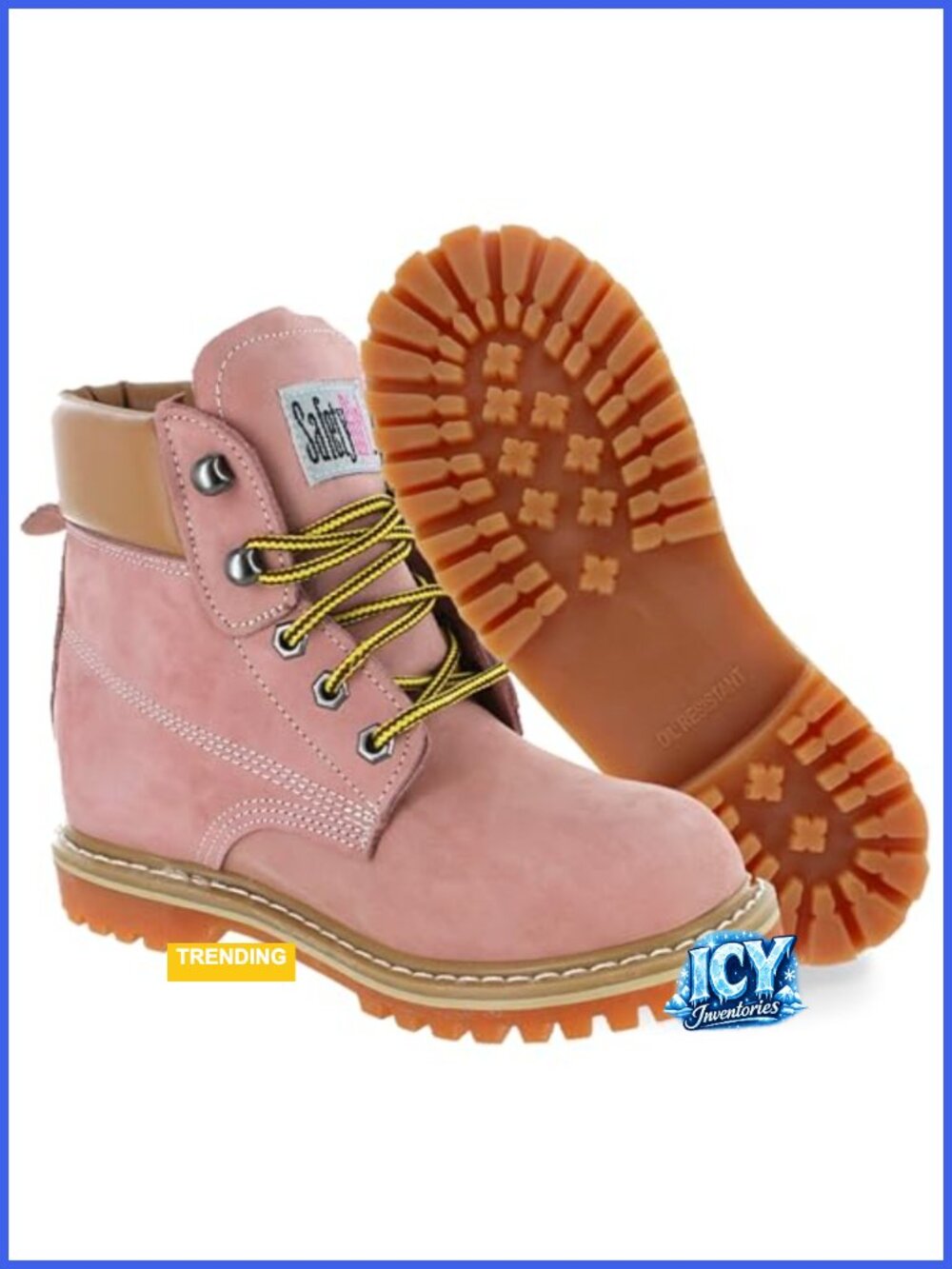 Steel Toe Work Boots - Lightweight Nubuck Leather Lace Up Slip Resistant